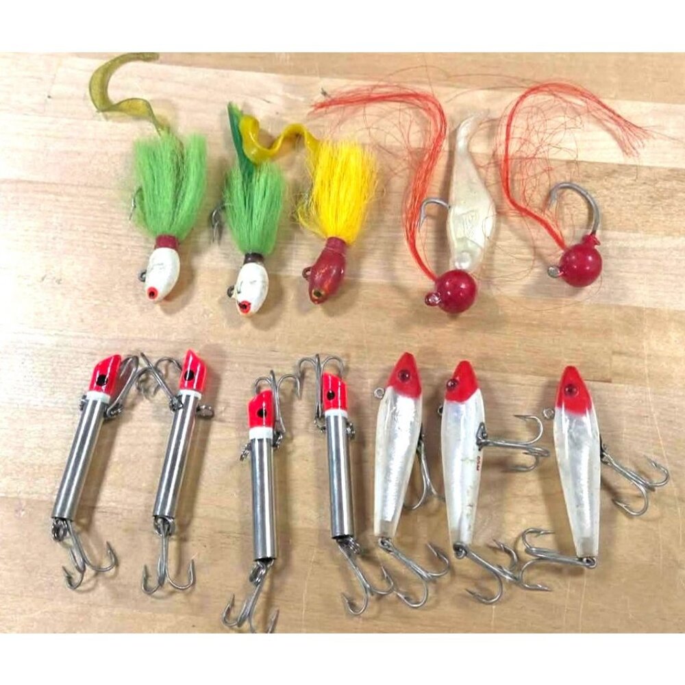 Mixed Fishing Lures Lot of 12 | Minnow Plugs Bucktail Jigs Tsunami Jig Pros | Sa - Picture 10 of 10
